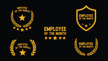 Best Employee of the Month Badge, Employee of the Month & Achievement Awards Badge Sign Vector