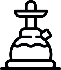 Line art illustration of a classic hookah pipe, ready for relaxation