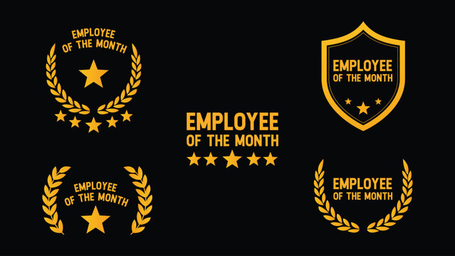 Best Employee of the Month Badge, Employee of the Month & Achievement Awards Badge Sign Vector