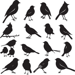 Collection of Black Bird Silhouettes: Vector Design Elements