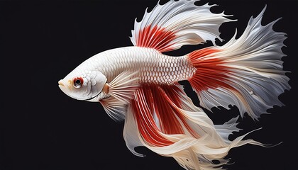 Fototapeta premium Sleek silhouette: white and red Betta Fish