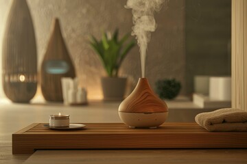 Luxurious Home Spa with Air Freshener Diffuser and Calming Decor for Relaxation and Serenity
