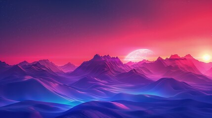 Neon Mountains at Sunset