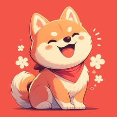 Cute dog creative illustration. Animal dog concept poster. Puppy dog logo for t-shirt badge. Creative graphic design. Digital artistic raster bitmap illustration. Graphic design art. AI artwork.	