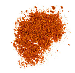 a pile of red hot chili paprika powder isolated on a transparent background