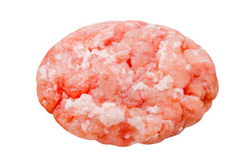 raw meat cutlet, semi-finished, isolated on white