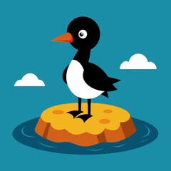 Goldeneye bird upset screams island vector illustration