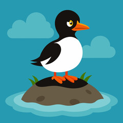 Goldeneye bird upset screams island vector illustration