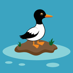 Goldeneye bird upset screams island vector illustration