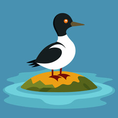 Goldeneye bird upset screams island vector illustration