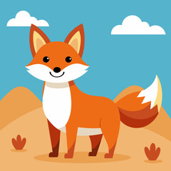 Culpo fox happy goes desert vector illustration