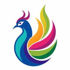 Awesome premium colorful peacock logo vector illustration