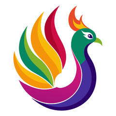 Awesome premium colorful peacock logo vector illustration