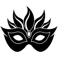 Masquerade mask silhouette on white background