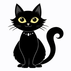Halloween cat vector silhouette on white background