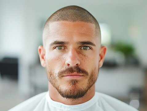Man getting a buzz cut with even length all around, buzz cut, simple men s haircut
