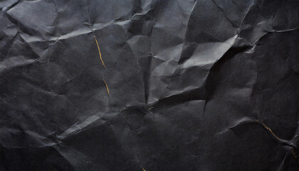 crumpled black office craft sheet paper, abstract minimalist luxury texture background wallpaper with space for copy and presentation, waste recycling