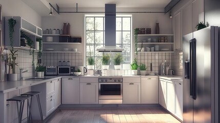 modern kitchen interior ready for custom installation home improvement and renovation concept 3d illustration