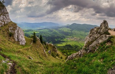 View from the top of The Vapec hill in The Strazov Mountains in northwestern Slovakia at summer, Europe.