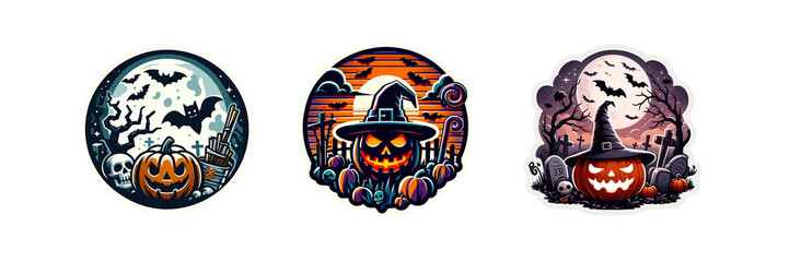 Halloween sticker, pictogram, Halloween Day special set of against Transparent background