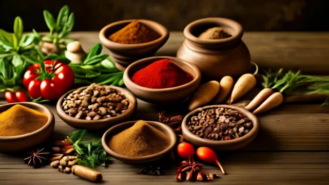  Aromatic spices and fresh produce ready for culinary creation