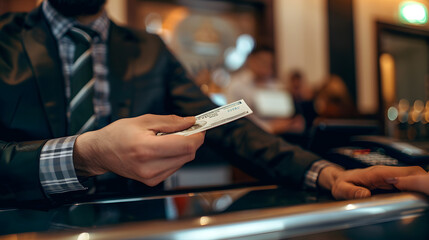 client walks into the bank,greeted by the cool,air-conditioned lobby and the friendly smiles the staff.Holding check in hand, they approach the counter where courteous bank teller is ready to assist..