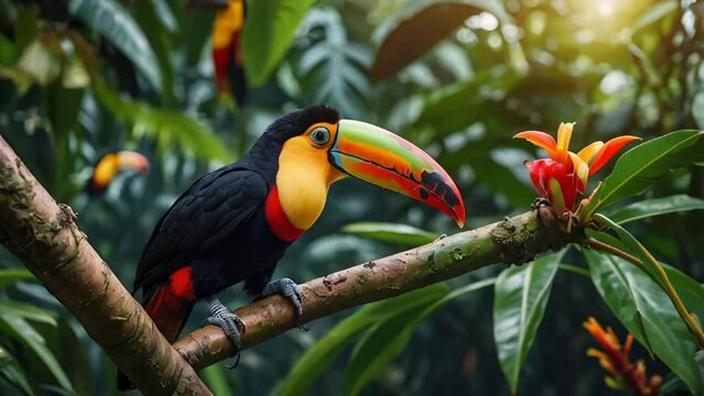 Beautiful toucan in the rainforest Brazil