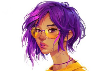Obraz premium a person with purple hair and glasses