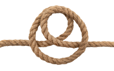 Jute. Twisted linen rope on a white background. Rope