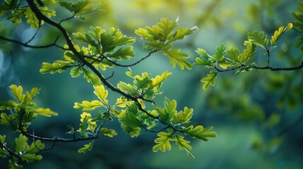 Fototapeta premium Young oak tree branches Natural arrangement