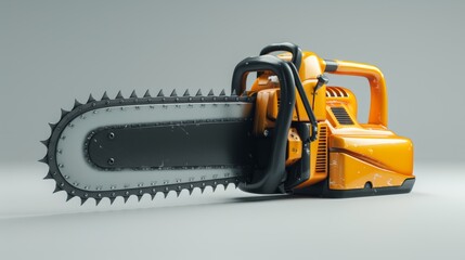 Fototapeta premium Modern Chainsaw on White Background - Detailed Studio Shot for Tool Design and Features Display