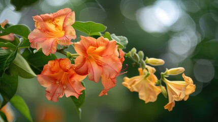 Obraz premium Campsis Trumpet Creeper Flowering Stem