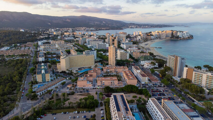 Sunset over the Magaluf, Mallorca, Spain.