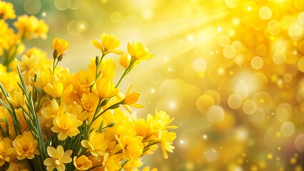 Yellow Spring Flowers Bouquet with Bokeh Background