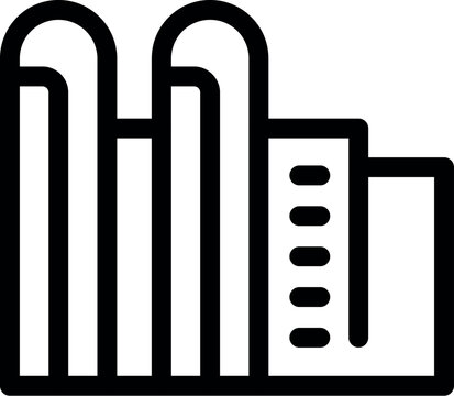 recommend clip art: Simple black and white line icon of a farm with silos and a barn, representing concepts like agriculture and farming