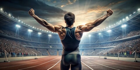 Champion Athlete Triumphant Victory Celebration