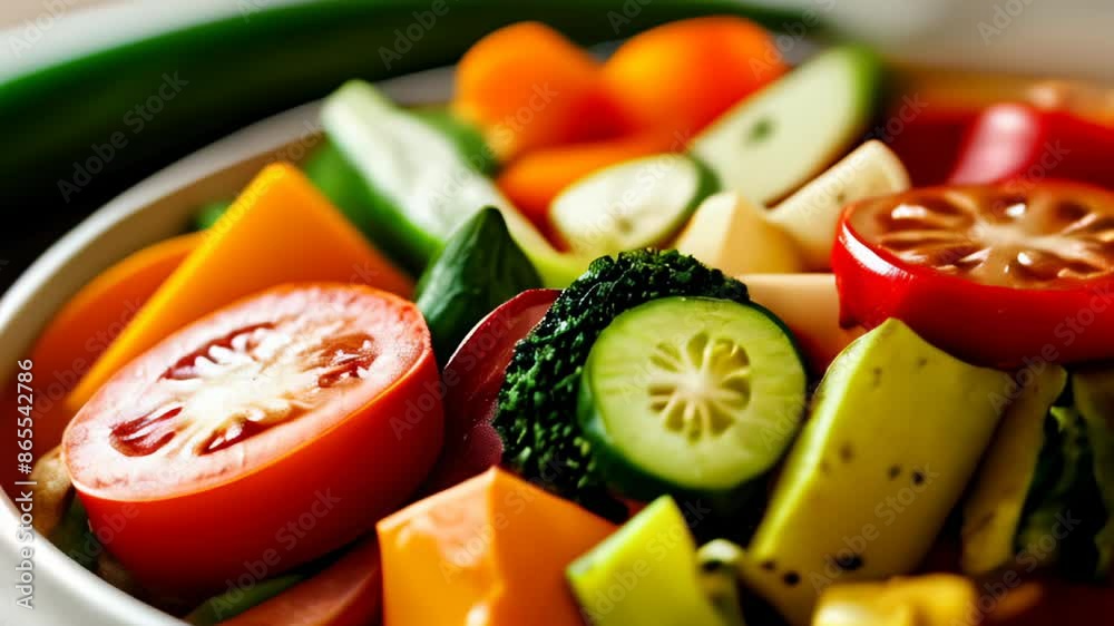 Poster  Freshly sliced colorful vegetables in a bowl