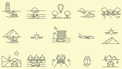 Vehicle icon collection. Editable stroke. Vector illustration