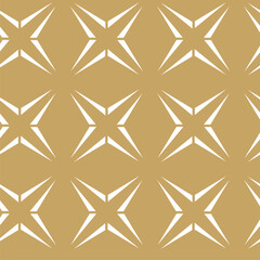 Abstract geometric pattern with stars, stripes, lines. Seamless vector background. White and gold floral ornament. Modern reticulated graphic design.