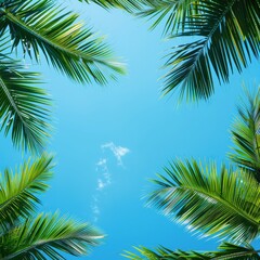 Palm Leaves Against Blue Sky