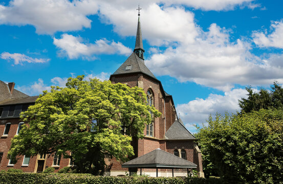 Grefrath (NRW), Germany - June 9 .2024: Beautiful ancient  Benedictine abbey Mariendonk in countryside of lower rhine