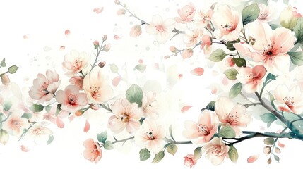 Beautiful watercolor cherry blossom branch illustration, perfect for wedding invitations, greeting cards, and spring-themed designs.