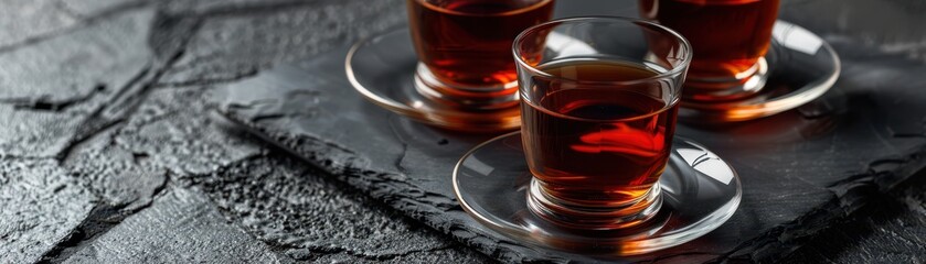 Traditional Turkish serving of aromatic tea in a glass