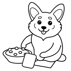 Corgi dog breed vector black line