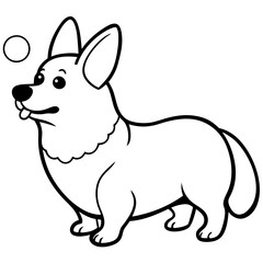 Corgi dog breed vector black line