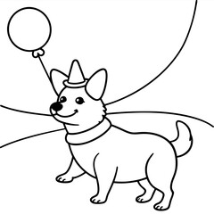 Corgi dog breed vector black line