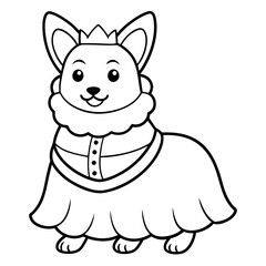 Corgi dog breed vector black line