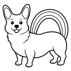 Corgi dog breed vector black line
