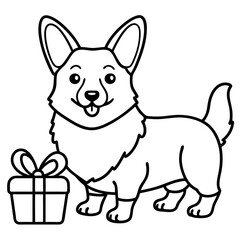 Corgi dog breed vector black line