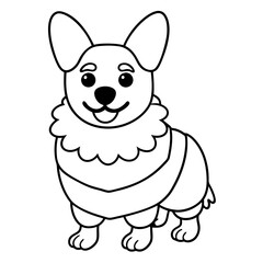 Corgi dog breed vector black line